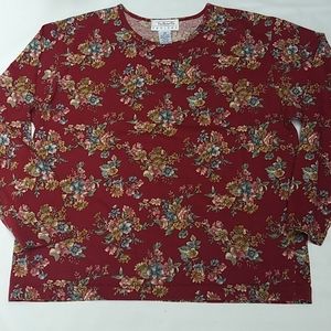 TALBOTS * Long Sleeve Floral Cotton Top